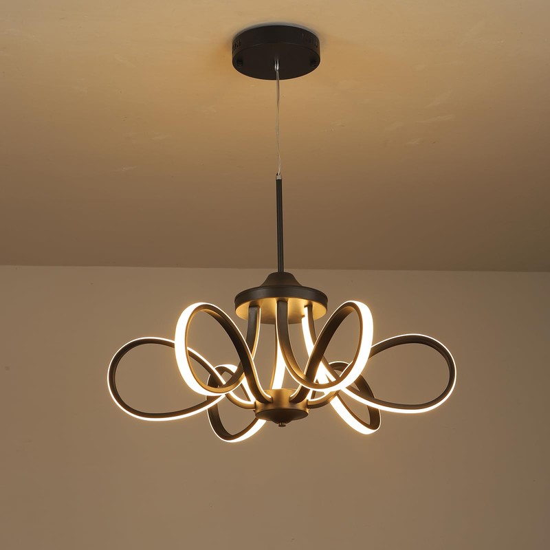 LANGLITIAODENG Chrome/Black LED Ceiling Light with Remote Control, Dimmable Lustre