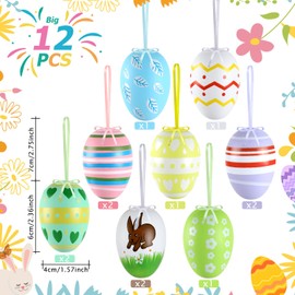Ruibinlee Pack of 40 Easter Eggs for Hanging, Colourful Easter Eggs, Plastic, Hanging Decoration for Easter, Plastic Eggs Decoration for Bouquets and Branches for Easter Time