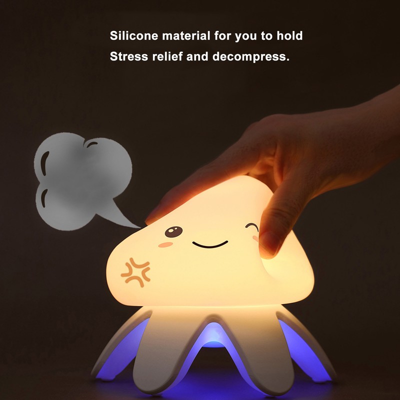Night Light Jellyfish Shape Cute Remote Control RGB Silicone Tap