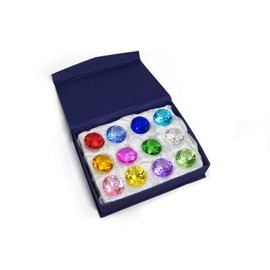 CLICK2GO 60mm Diamond Shaped Multicolor Glass Crystal Paperweight – 12 Pieces Home Office Decor & Wedding Favors Decoration with Gift Box