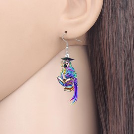 OUSIO Acrylic Novelty Macaw Parrot Earrings Floral Tropical Bird Dangle Lightweight Jewelry for Women Holiday Gifts Hawaii Beach Party Accessories (Purple)
