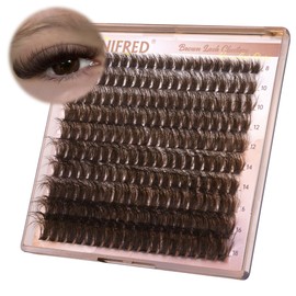 Winifred Brown Lash Clusters Fluffy Dark Brown Individual Lashes Wispy Thick Volume Lash Extension D Curl Clusters Eyelashes 80D Brown Mink Clusters Lashes by Winifred (8-18mm)