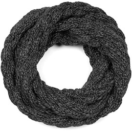 styleBREAKER 01018167 Women's Knitted Loop Scarf Plain with Bubble Pattern, Warm Winter Knitted Scarf, Raspberry Pattern Tube Scarf, darkgray