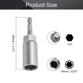 1/4" Quick-Change Hex Shank, 5/9" Setter Impact Nut Driver Drill Bit Tool, 3 1/7" Length Metric No-magnetic