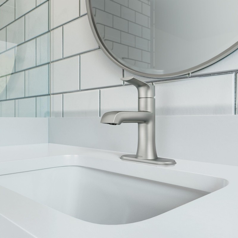 Moen LISO Spot Resist Brushed Nickel One-Handle Bathroom Faucet, One