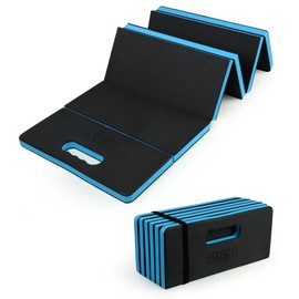 HAISKY Foldable Extra Thick Kneeling Pad, 44.9 * 15.8 * 0.9" Portable EVA Foam Mechanic Mat for Garage, Gardening, Yardwork, Workshop, Blue & Black