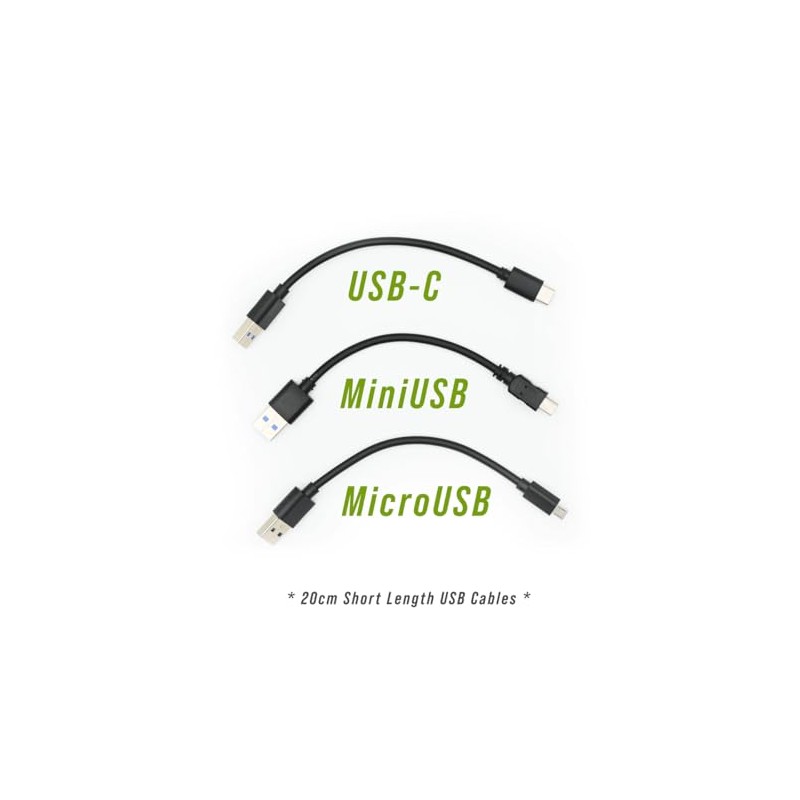 Dongar Set of 3 Short USB 3.0 Cables Including USB-A