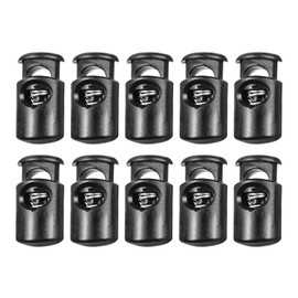 Trimming Shop Cord Lock Spring Loaded Single Hole Toggle Stopper for Luggage, Lanyard, Clothing, DIY Projects, Backpack, Sportswear, Shoelaces, Jackets, Black, 10pcs