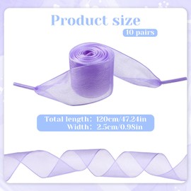 YQQYG 10 Pairs Ribbon Shoelaces, Organza Shoe Laces Ribbon Laces for Sneakers Women Snow Yarn Soft Silk Satin Shoelaces Sheer Shoe Lace, Colorful