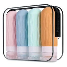 Botellas de Viaje, Botellas de Viaje de Silicona,con bolsa y Etiqueta Recipientes para Viaje, Sin Bpa, a Prueba de Fugas, Kit Viaje Aprobado por TSA, Para Shampoo, Acondicionador (Coloridos, 90ml)