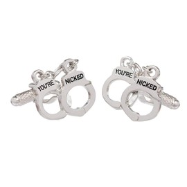 Handcuffs You're Nicked Police Prison Style Cufflinks In Onyx Art Cufflink Box, One Size, Silver