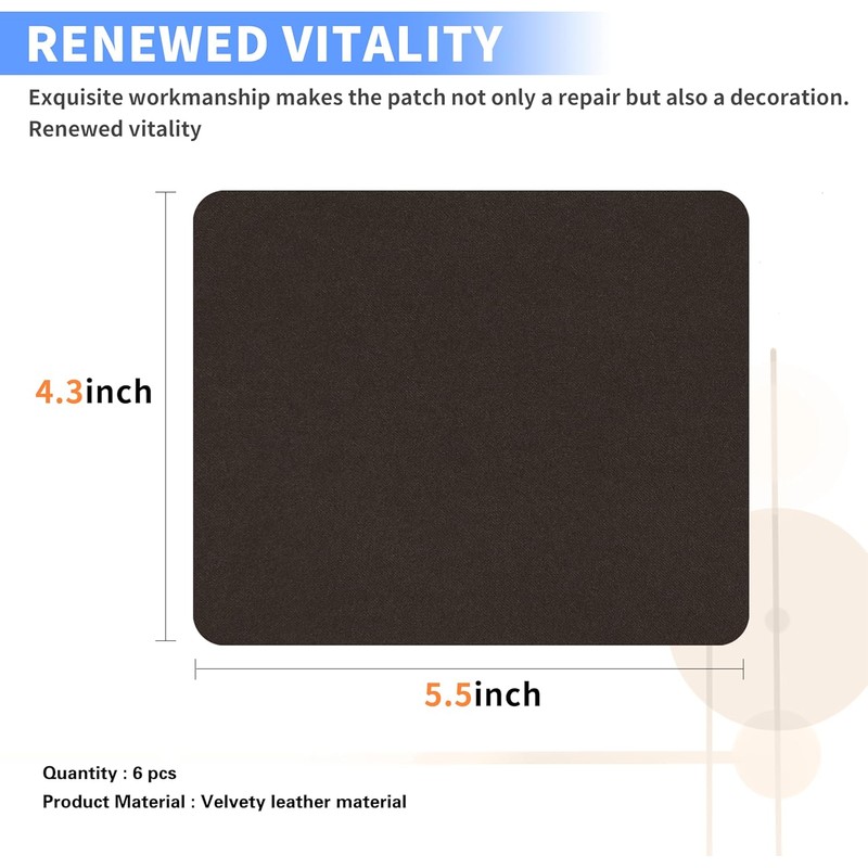 Azobur Sofa Fabric Repair Patch, 6 Piece Microfiber Patches, Self