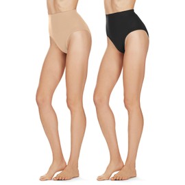 MeMoi Women's Bodysmoothers 2 Pair Pack High-Waist Sculpting Brief Nude-Black L
