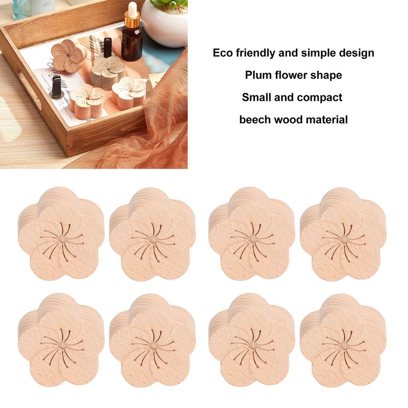 8 Pcs Essential Oil Car Diffuser Plum Flower Shape Natural