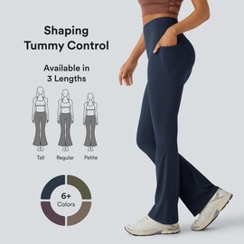 Halara UltraSculpt™ SoCinched High Waisted Tummy Control Pocket Shaping Yoga Bootcut Leggings:_Volcanic Ash_regular_L(12 - 14)
