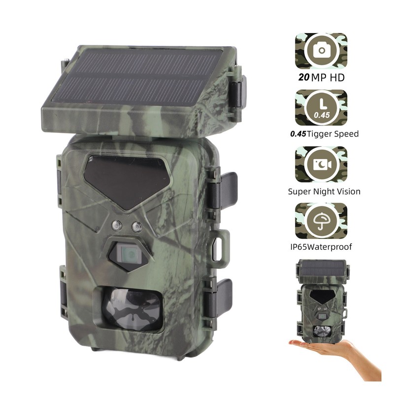 Solar Trail Camera 1080P 30fps 20MP Game Camera 60 Degree