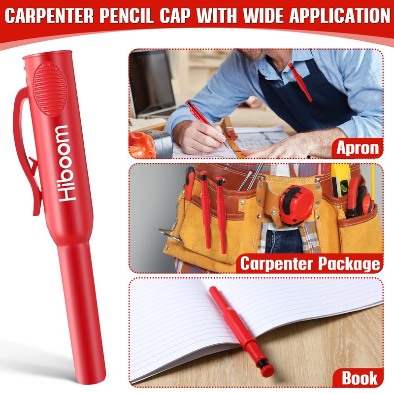Hiboom 3 Pack Carpenter Pencils Set with 24 Refills, 2.8