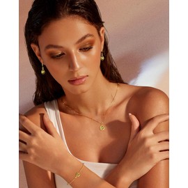 FANCIME Peridot Bracelet for Women August Birthstone Sterling Silver Gold Plated Infinity Link Bracelet Green Gemstone Fine Jewellery Anniversary Birthday Gifts for Her Women