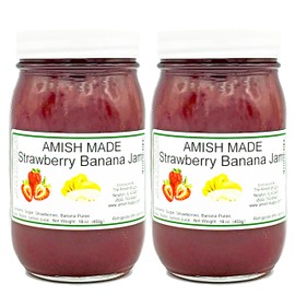Amish Strawberry/Banana Jam - Two 16 Oz Jars