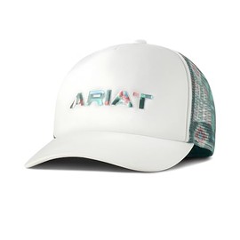 ARIAT Ladies White Aztec Ponytail Cap with 3D Embroidered Logo