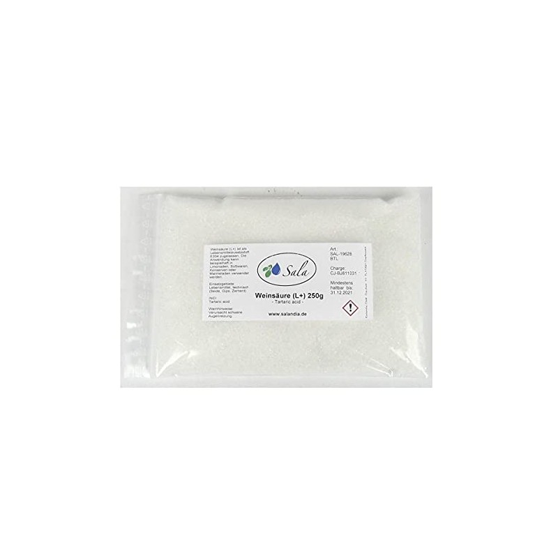 Sala Tartaric Acid Semolina E 334 Food Grade 250 g