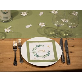 Sovie HOME Napkin | Tissue 33 x 33 cm | Absorbent Disposable Napkin | Communion / Confirmation | Pack of 20 | Eucalyptus (Fish)