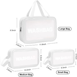 Bluemega Bolsa Neceser De Viaje De 3 Piezas Para Mujeres Y Hombres, Blanco Organizadora De Viaje, Impermeable Translúcida, Para Cosméticos Y Maquillaje, Gran Capacidad