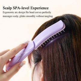 Travel Hair Brush with Mirror, Foldable Mini Hair Brush for Women, Self Cleaning Design, Portable Pocket Hairbrush for Women, Purple & Pink (Purple)