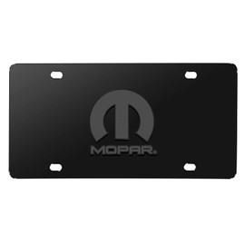 iPick Image Made for Mopar Logo 3D Dark Gray Logo on Black Stainless Steel License Plate