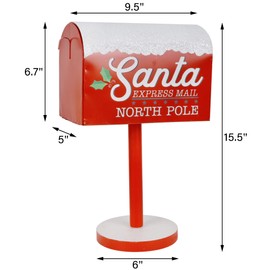 Adroiteet Christmas Decorations Santa Mailbox, 15.5" x 9.5" Express Mail to North Pole Metal Letter Box, Christmas Decorative Box for Home Room Indoor Outdoor Front Door Xmas Holiday Party