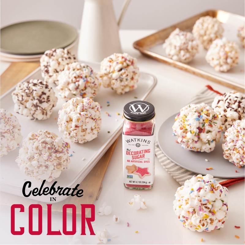 Watkins Red Decorating Sugar (No Artificial Dyes), Non-GMO, Kosher, 4.7