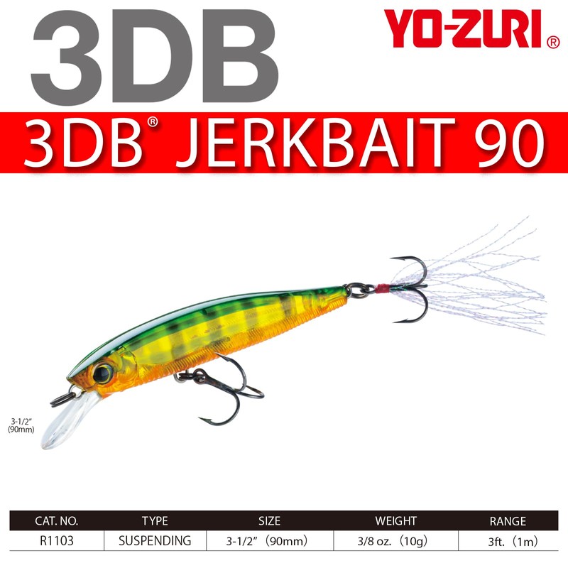 Yo-Zuri 3DB Jerkbait Suspending Lure, Prism Shad, 3-1/2-Inch