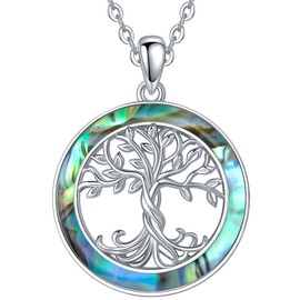 CHIRENMA Tree of Life Necklace for Women S925 Sterling Silver, Tree Pendant Necklace Anniversary Birthday Gift for Mom Grandma Tree Jewelry Gifts for Her (style 3)