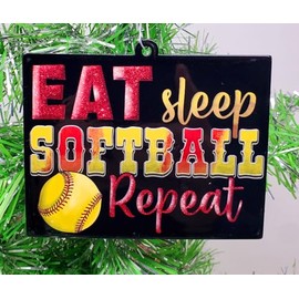 Softball Ornament - Eat Sleep Softball Repeat