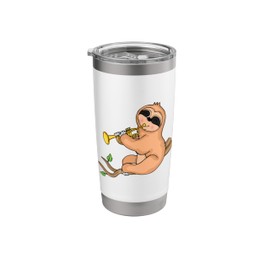 Trumpet Player Sloth Lover Musician Kids Trumpet Stainless Steel Insulated Tumbler