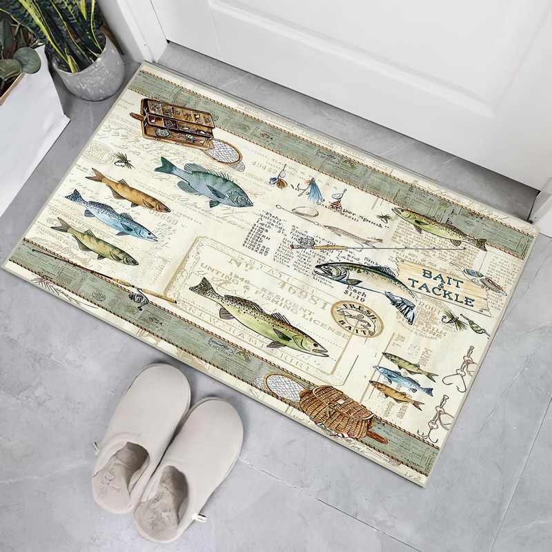 Fishing Rug for Entryway Door Mat 2x3 Cabin Modern Area