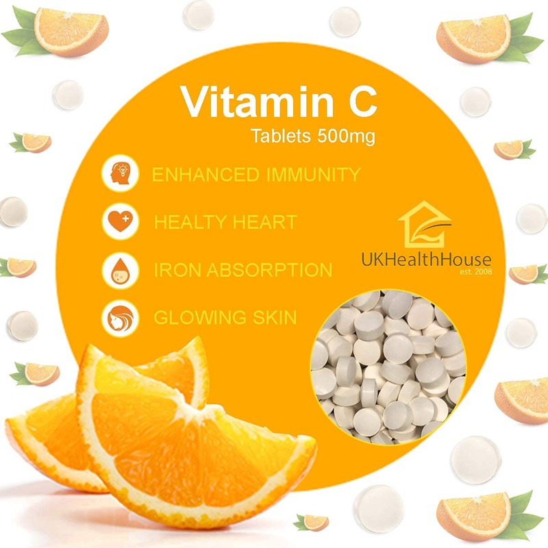 UKHealthHouse Vitamin C 500mg Chewable 60 Tablets Immune Support Orange