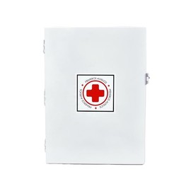 Botiquín Metálico Vacío Karlen – Tamaño Chico, Color Blanco, con Cerradura para Candado – Para Casa, Oficina o Negocio – 23x17x7 cm