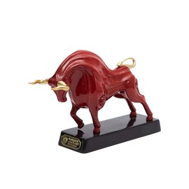 HAUCOZE Wall Street Bull Statue Sculpture Modern Decor Gifts Animal Figurine Table Centerpiece Crafts Polyresin Home Arts Red 23cm