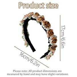 MUNSKT Dirndl Blumenkranz Haarreif, Bayerischer Trachten Haarschmuck mit Blüten für Oktoberfest, Damen & Mädchen in Grün/Beige/Kaffeefarbe