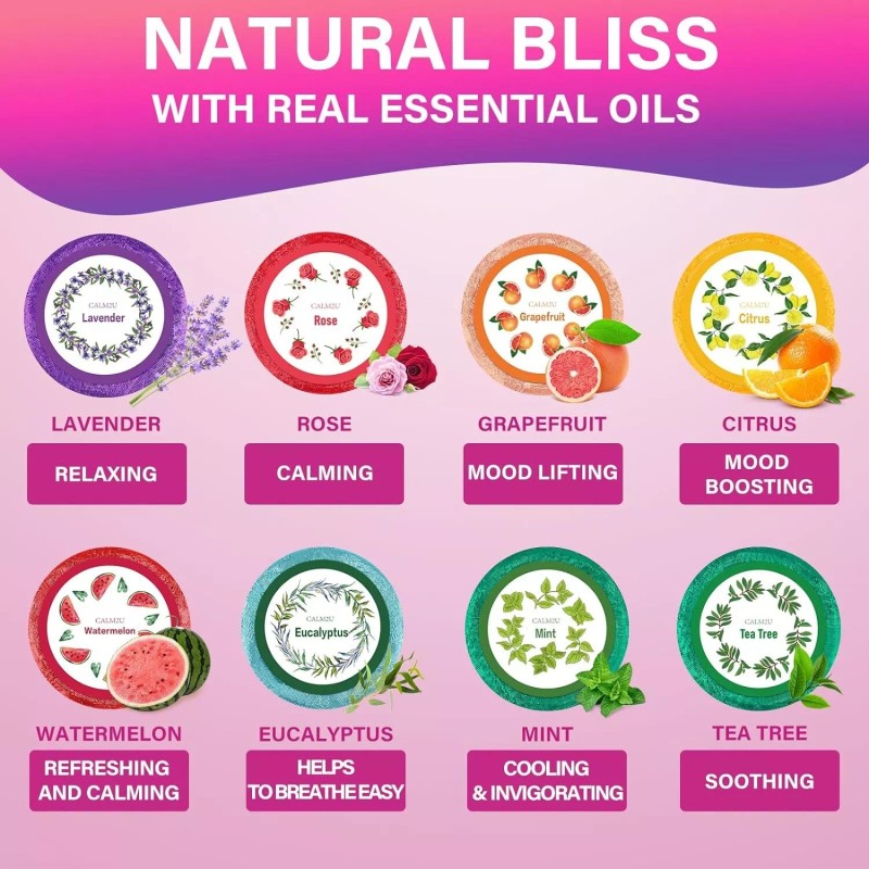 CALM2U Shower Steamers - 8 Pack Shower Bombs with Essential