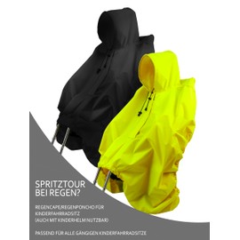 Rain Cape [Rain Poncho for Children's Bicycle Seat] Bicycle Seat Reflective Strips Rain Cover Universal Compatible with Romans (Yellow (Nylon))