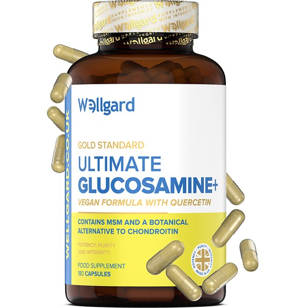 Vegan Glucosamine Phytodroitin by Wellgard - Quercetin, MSM, Botanical Alternative to Chondroitin (Phytodroitin), Ginger Extract, Extract, Rosehip, Made in UK
