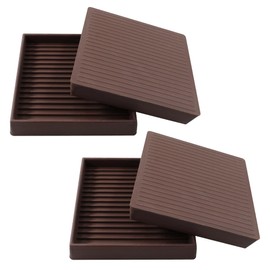 LVYKING 4x4 Square Rubber Anti Skid Caster Cups,Anti-Slip Gripper, Anti Skid Furniture Feet, Anti Slide Floor Protector for Bed Couch Table Chair Stoppers,(Set of 4) Brown