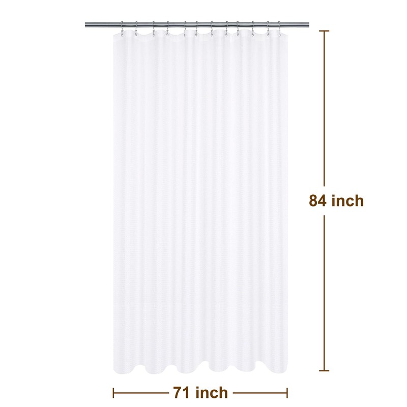 Extra Long Shower Curtain with 84 inch Height, Fabric, Waffle
