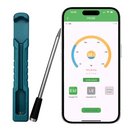 Wireless Meat Thermometer, Bluetooth Meat Thermometer with a Range of 100 m and App Control, Meat Probe for Roasting, for Oven, Grill, Smoker, Rotisserie, Air Fryer