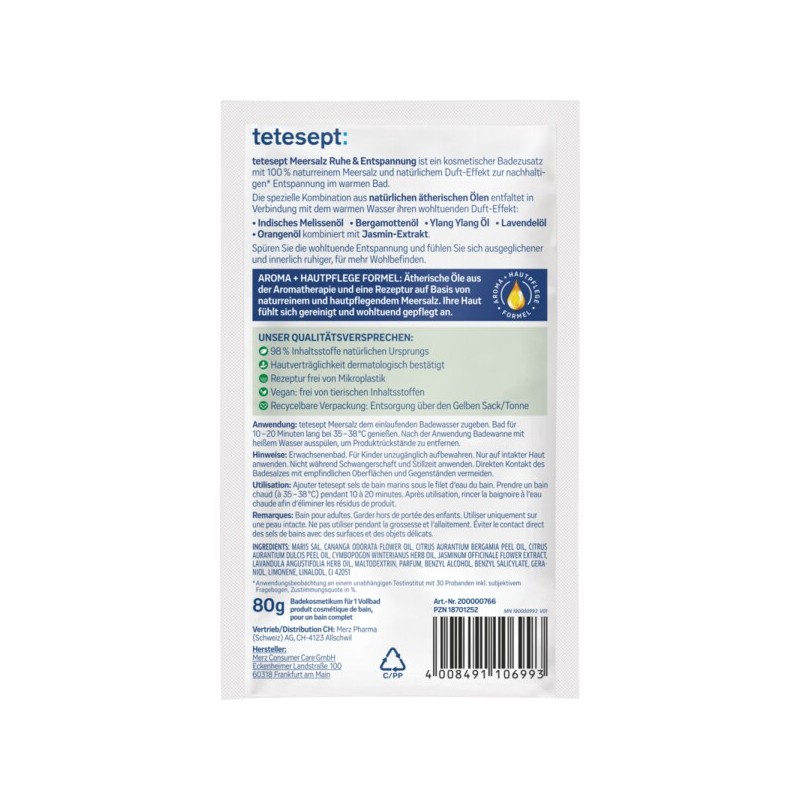 테테셉트 tetesept 피스 & 릴렉스 바스 솔트 입욕제 80g Tetesept