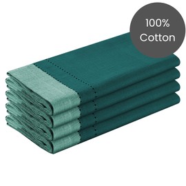 Cotton Clinic Hemstitch Dinner Napkins 100% Cotton Extra Large 20x20 Inch Set of 4 - Soft Durable Reusable Table Napkins for Dining Wedding Parties Holidays Easter and Everyday Use Cloth Napkins Teal