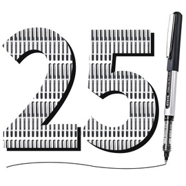 EYEYE 0.5mm Black Rollerball Pens 25 Pack, Extra Fine Point Roller Ball Pen Quick Dry, Liquid Ink Pens Fine Point Smooth Writing Pen for Journaling, Note Taking, Office, School Supplies