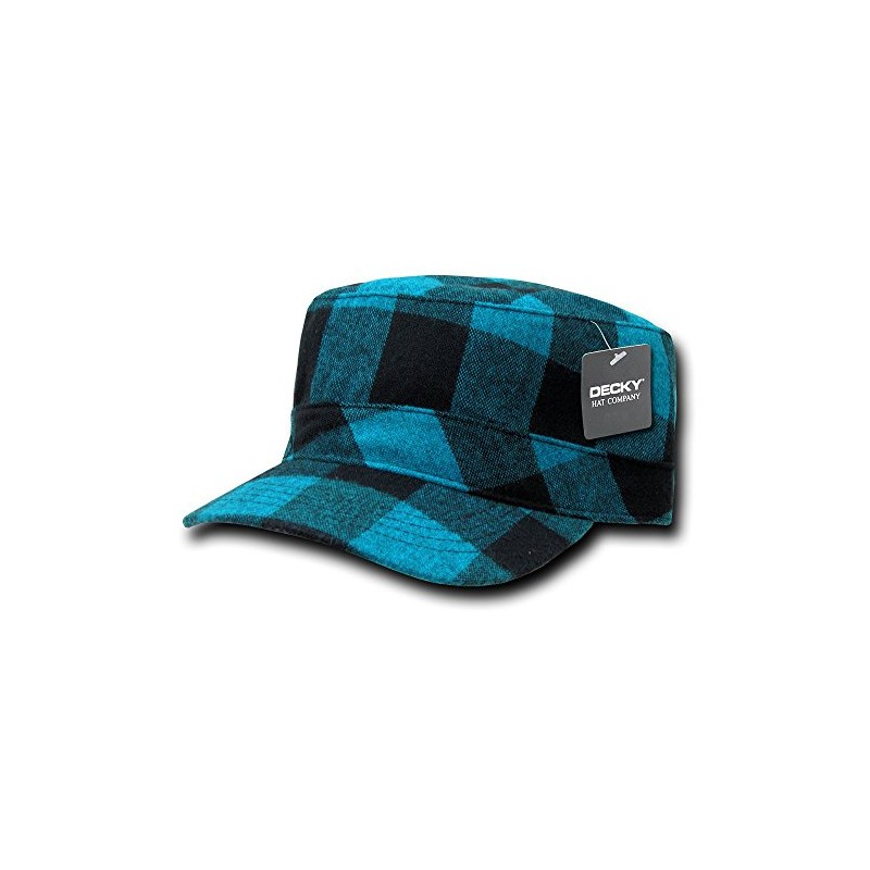 DECKY Flannel Flat Top Cap, Teal Plaid